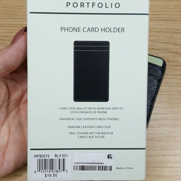 PERRY ELLIS Mens Wallet Black Card Holder for Phone includes Adhesive - Picture 4 of 5